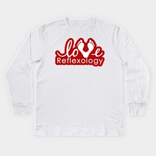 Love Reflexology - BACK of shirt placement (Red outline) Kids Long Sleeve T-Shirt